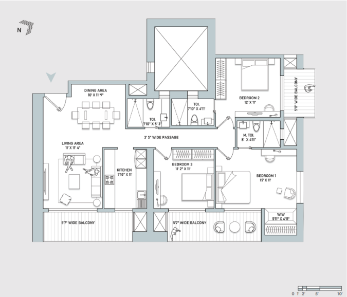 Tower B 3BHK Plan