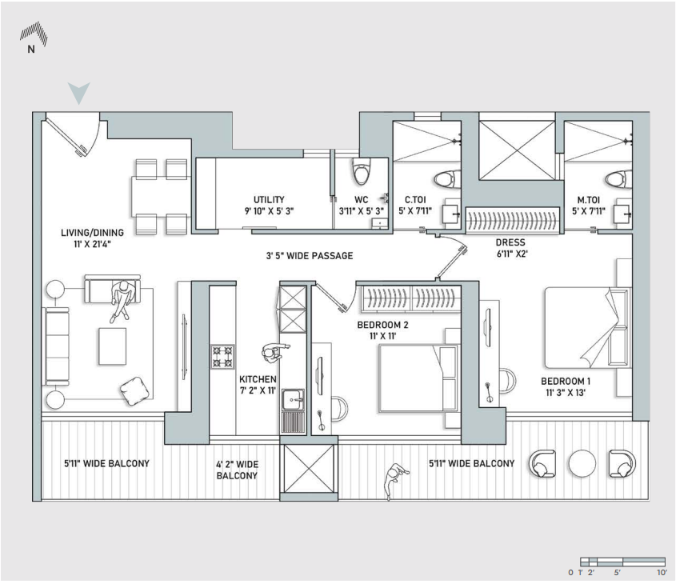 Tower C 2BHK Plan